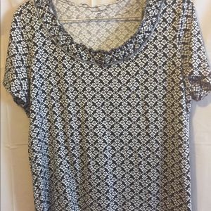 Blouse, soft, Black with white flowers